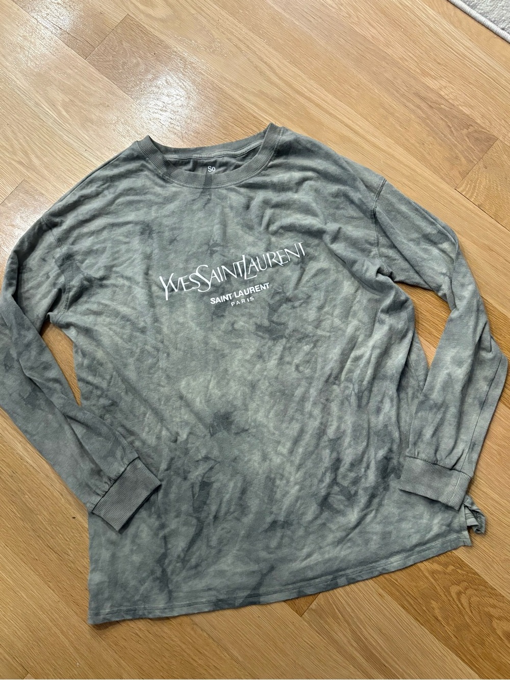 Yves Saint Laurent Olive Green Logo Long Sleeve Shirt